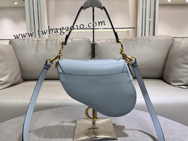 Dior专柜经典马鞍包迪奥高仿原单雾霾蓝大号马鞍包腋下肩背包 djfk1639